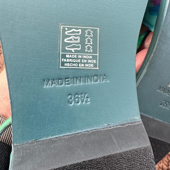 Free People Sun Peaks Leather Sandals Blue Green Combo Size 36.5 US 6 NEW - Picture 6 of 7